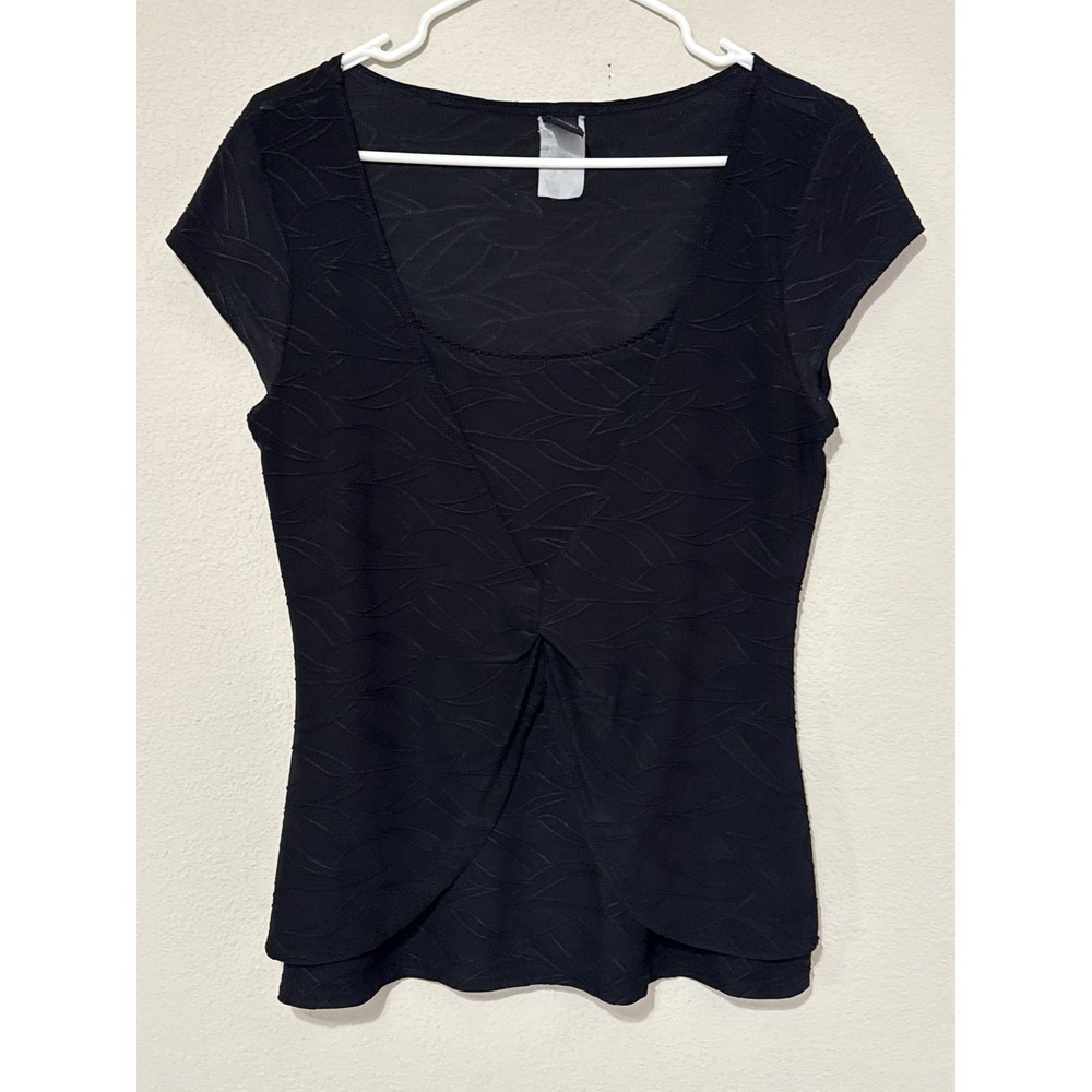 Y2K Vintage Wrapper Black Layer Top Textured Women's Large READ‎ Slinky 90s